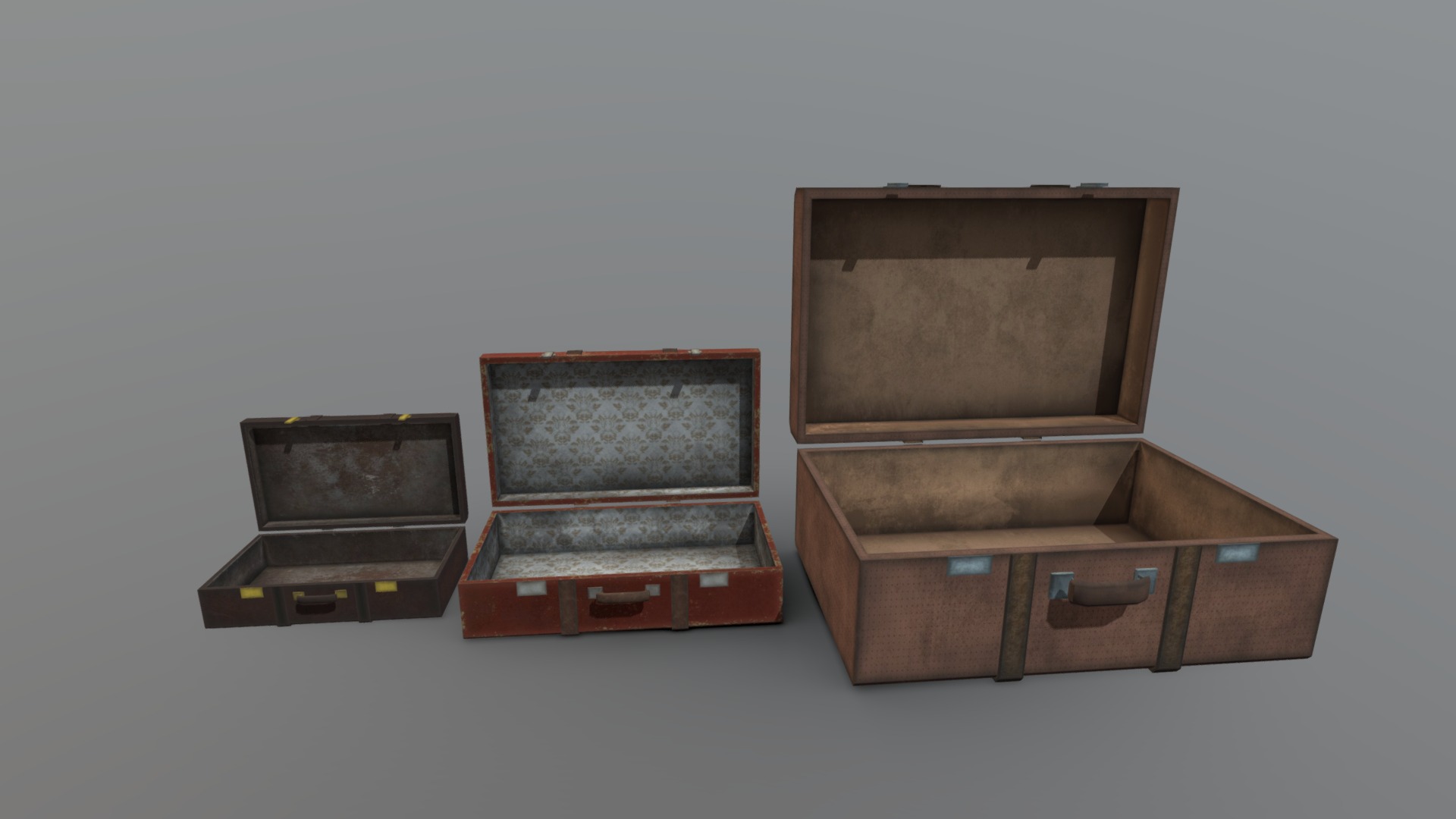 3D model Vintage Suitcases Package - This is a 3D model of the Vintage Suitcases Package. The 3D model is about a group of brown boxes.