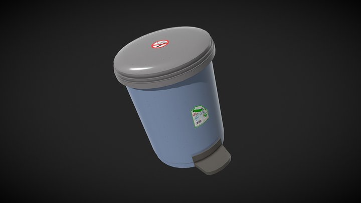 Hospital Trash Can Low Poly 3D Model