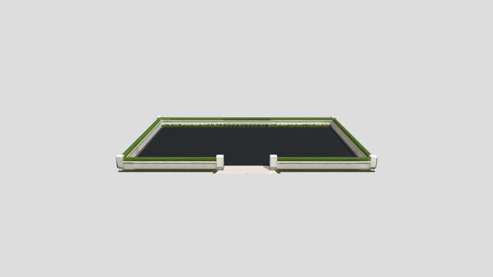Hedge-Framed Rectangular Garden 3D Model
