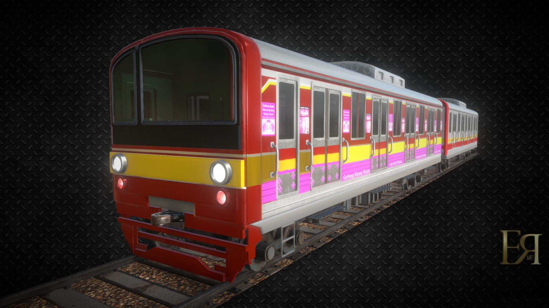 3D model Train KRL Commuterline Indonesia - This is a 3D model of the Train KRL Commuterline Indonesia. The 3D model is about a train on the tracks.