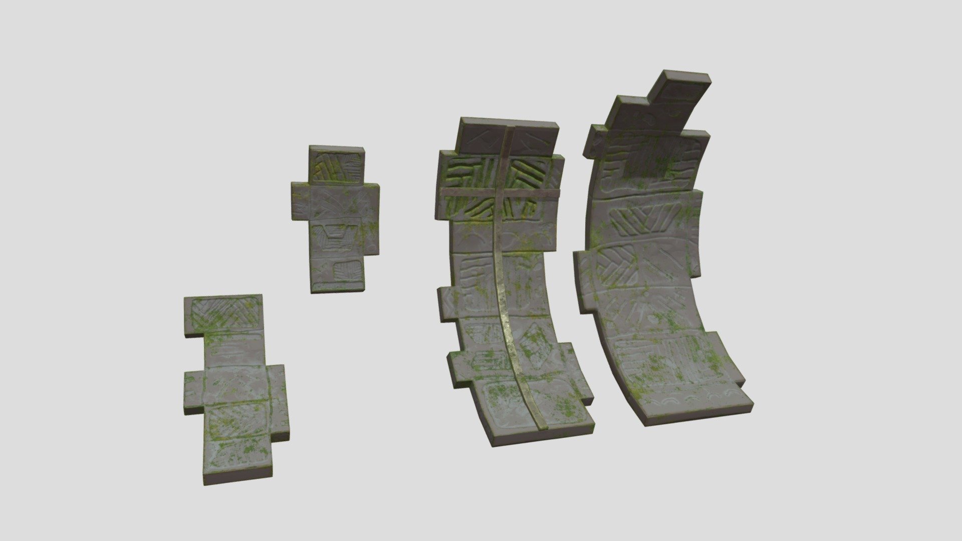 Ruined Stone monument modular set