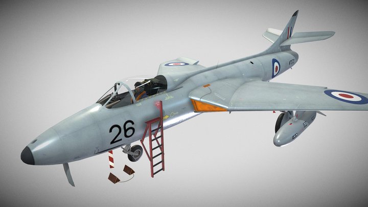 Hawker Hunter Single F1 – Kostenloses 3D-Modell STL