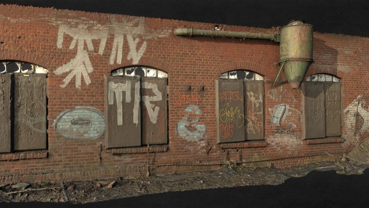Derelict side of old train station 3D Model