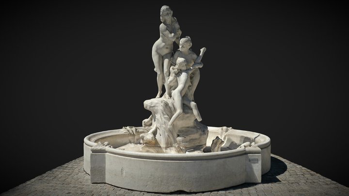 La Fontaine & les 3 Statues 3D Model