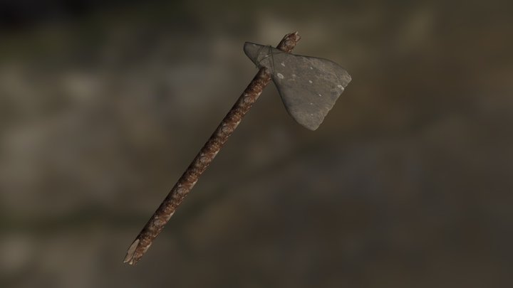 Stone Age Axe Fantasy Weapon Tool Low Poly 3D Model