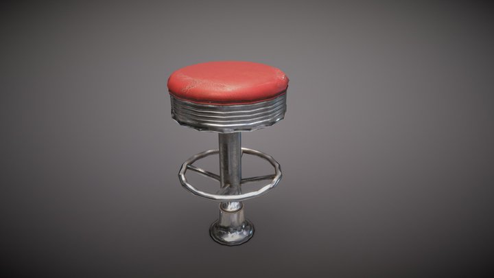60s Dinner Stool Low poly 3D Model