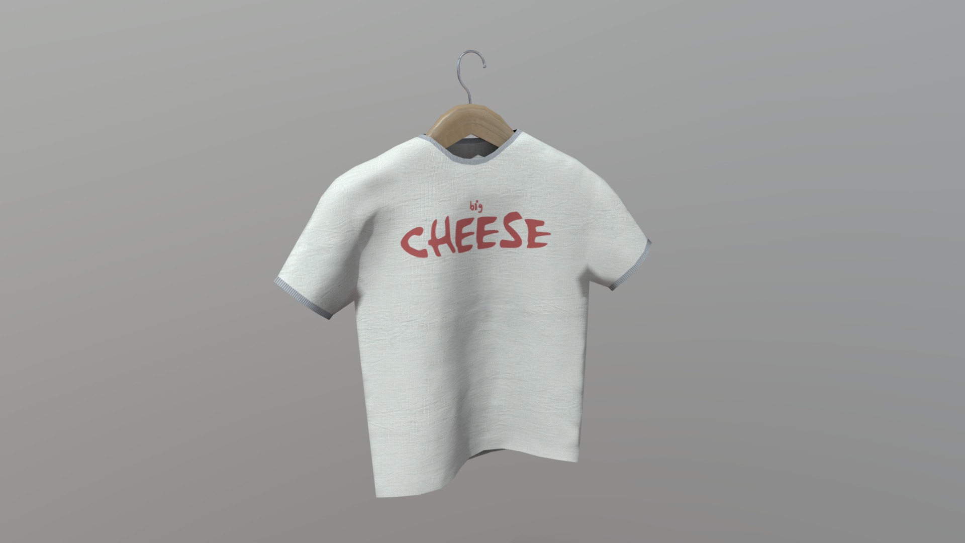 3D model Shirt On Hanger - This is a 3D model of the Shirt On Hanger. The 3D model is about a white t-shirt with red text on it.