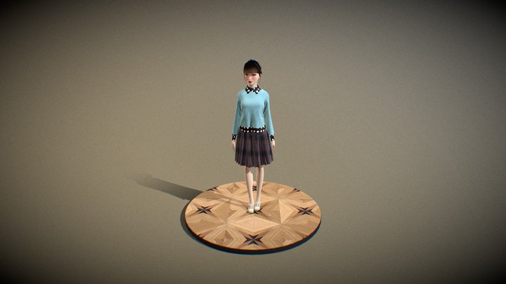 Korean Cartoon Girl 3D Model