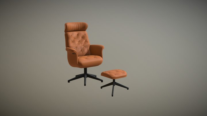 Armchair and Foot rest 3D Model
