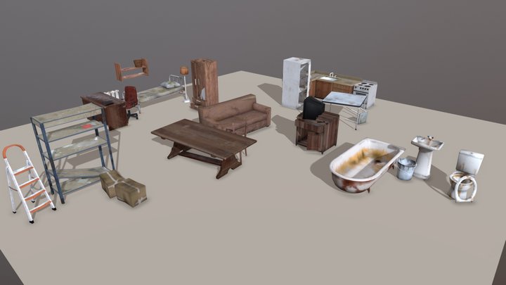 Post-Apocalyptic Interior Pack 3D Model