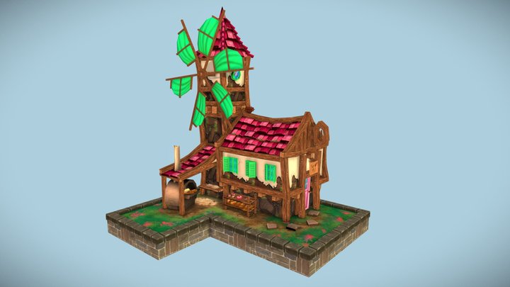 Stylised Bakery - Village House 3D Model