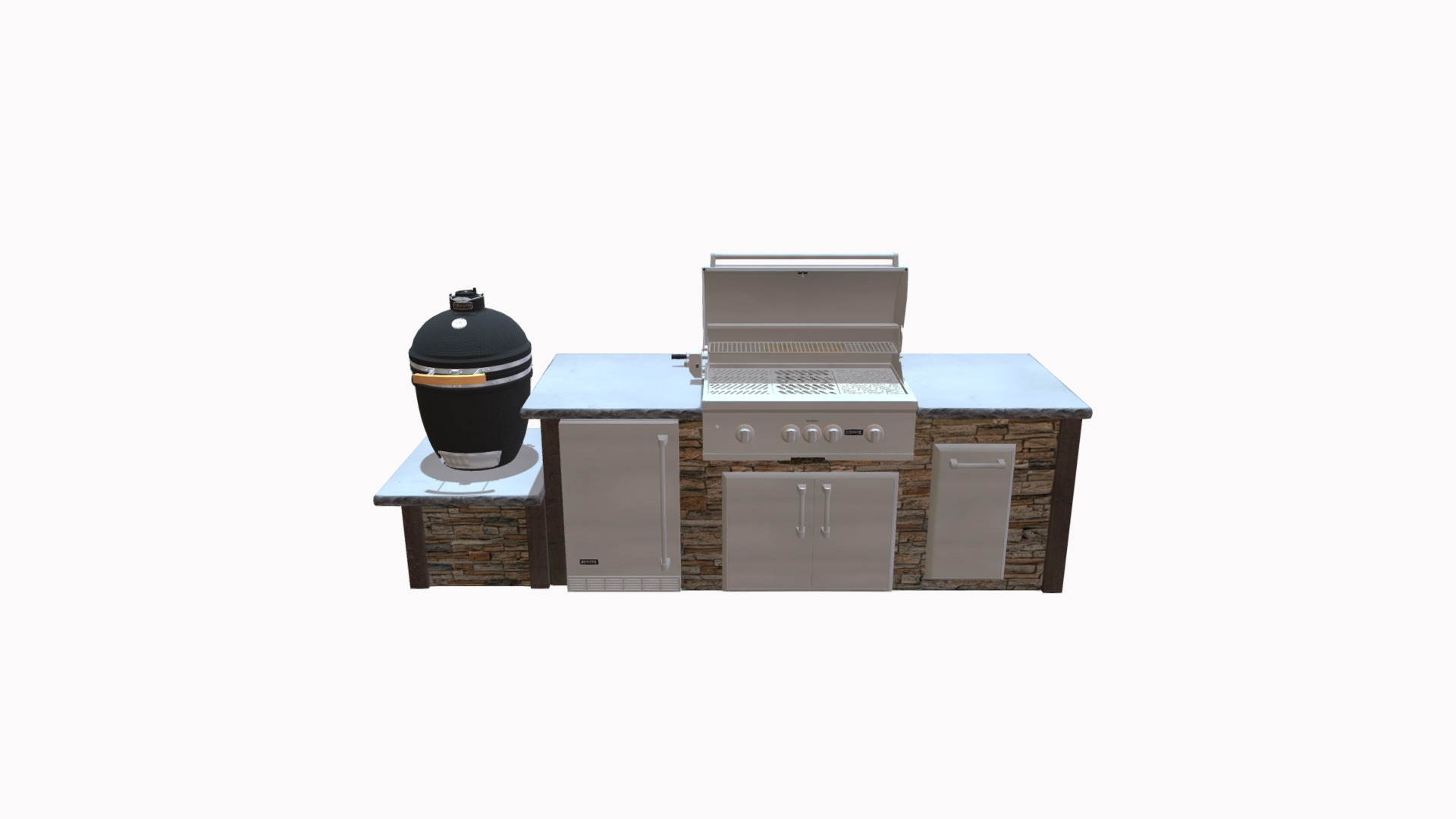 3D model Stacked Stone Outdoor Kitchen - This is a 3D model of the Stacked Stone Outdoor Kitchen. The 3D model is about a small building with a small tower.