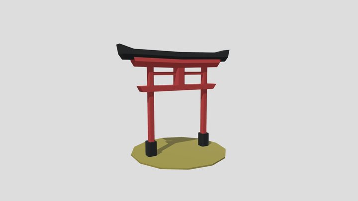 Low-Poly Japanese Arch 3D Model