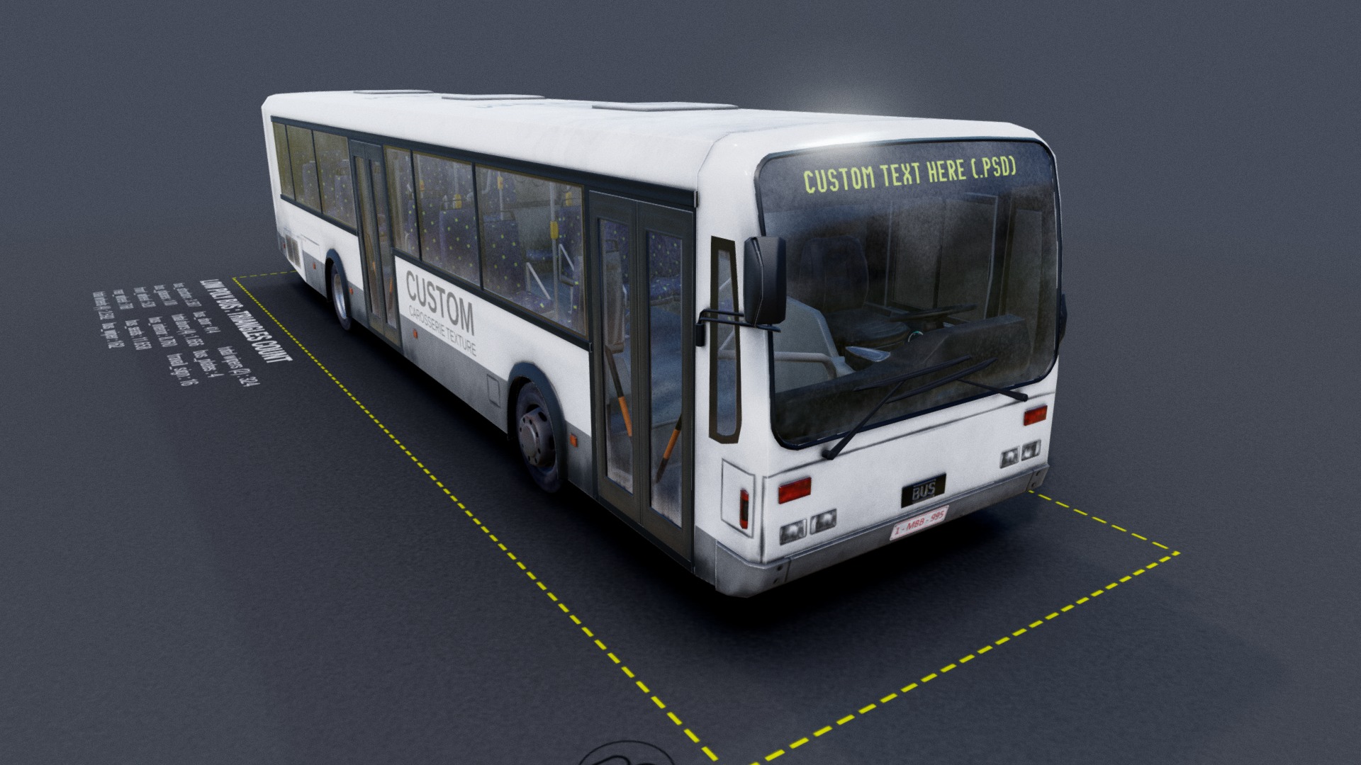 3D model Complete Low Poly Bus – Store - This is a 3D model of the Complete Low Poly Bus - Store. The 3D model is about a white bus on a road.