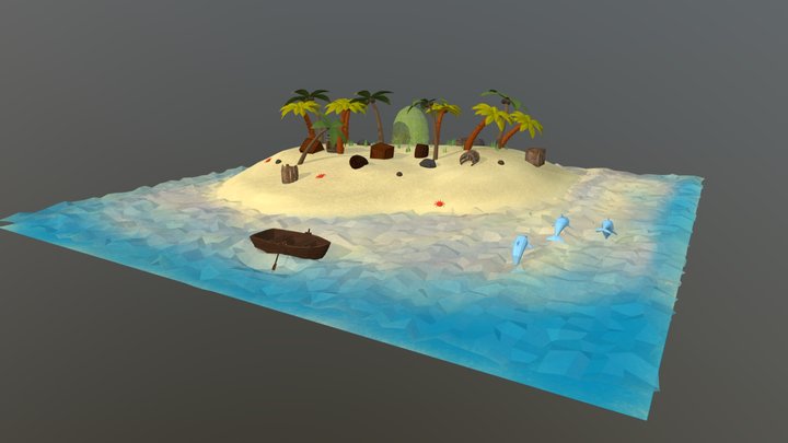 Beach Low-Poly 3D Model