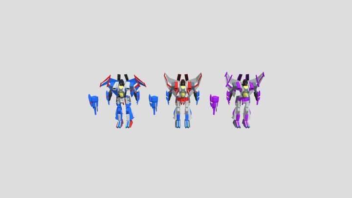 Elite Trine Starscream, Thundercracker, Skywarp 3D Model