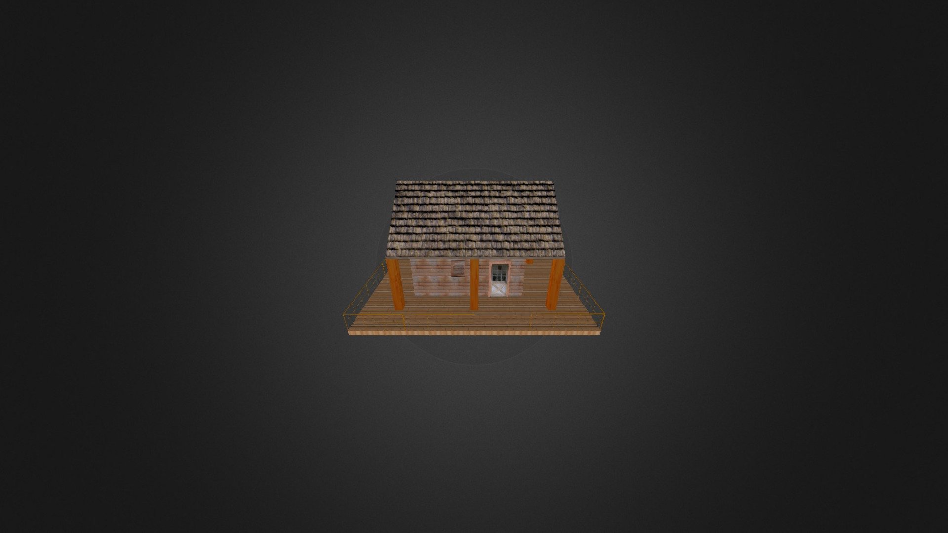 low poly log cabin