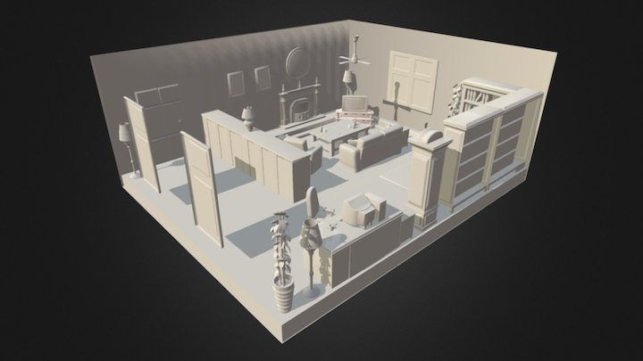 Living Room Scene 3D Model