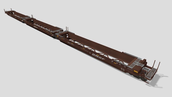 Gunderson Maxi IV BNSF Double Stack Well Cars 3D Model