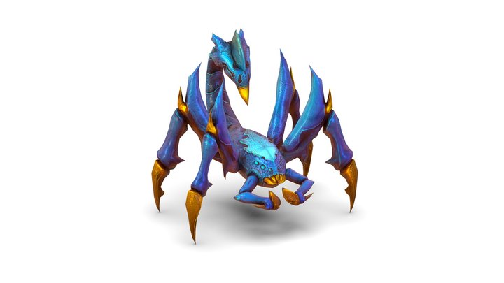 Low Poly Monster Blue Scorpio Creature 3D Model