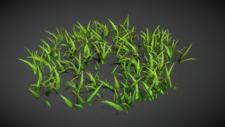 Low Poly Cartoon Grass 3D Model