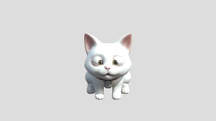 Cute white cat 3D Model