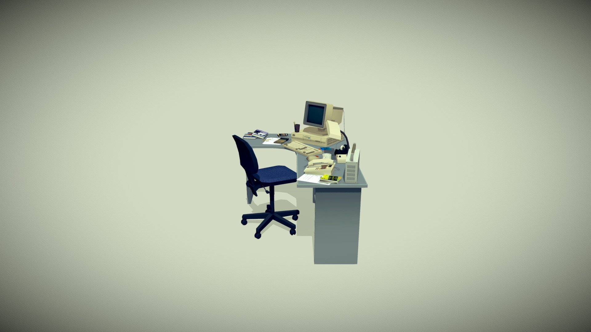 1990's Office desk - 3D model by MaximeManomayDefoulny  (@MaximeManomayDefoulny) [8484ca7]