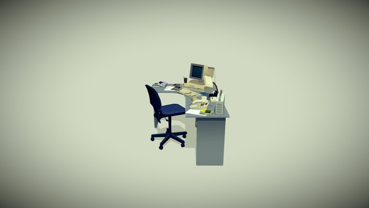 1990's Office desk 3D Model
