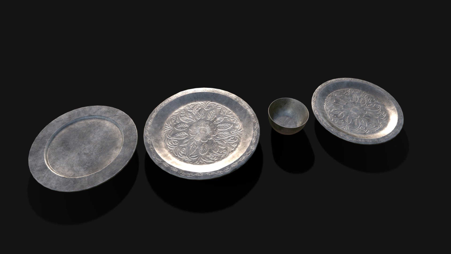 Medieval Silver Dishes Set Buy Royalty Free 3D Model By Clockwork antiques-atlas-pair-of-silver-dishes-1910