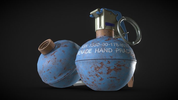 M69 Hand Grenade and M228 Fuze 3D Model