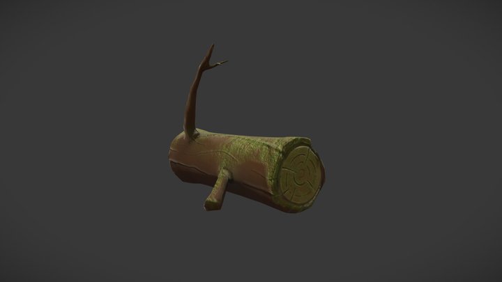 Log with moss 3D Model