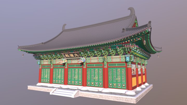 korea temple main hall 3D Model