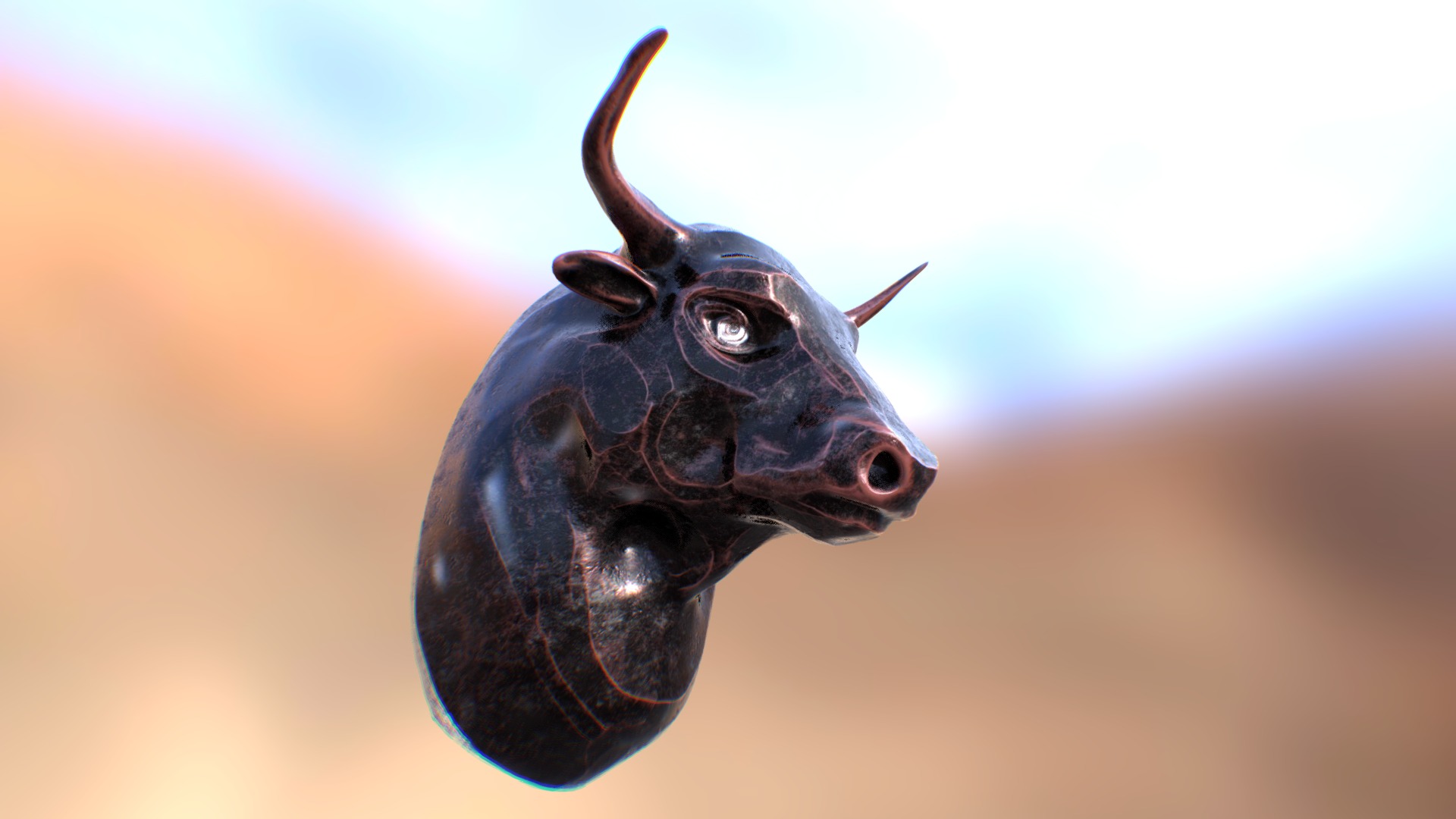 3D model animation studio, Cube Creative. - This is a 3D model of the animation studio, Cube Creative.. The 3D model is about a statue of a bull.