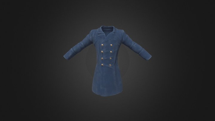 1960's French miltary overcoat 3D Model