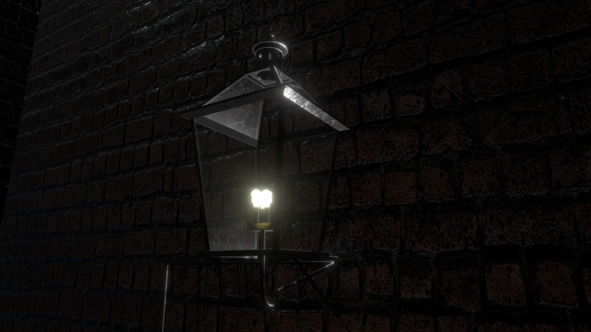 3D model Gas Light - This is a 3D model of the Gas Light. The 3D model is about a light on a brick wall.
