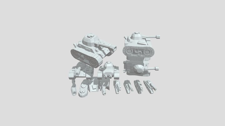 Stylized low-poly military tank model