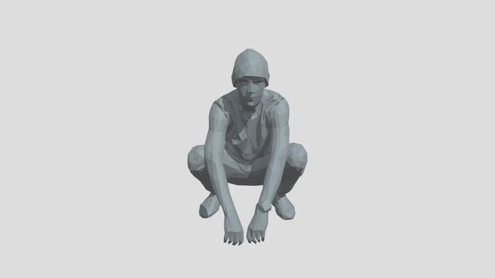 Lowpoly Squatting Guy – Modèle 3D gratuit STL
