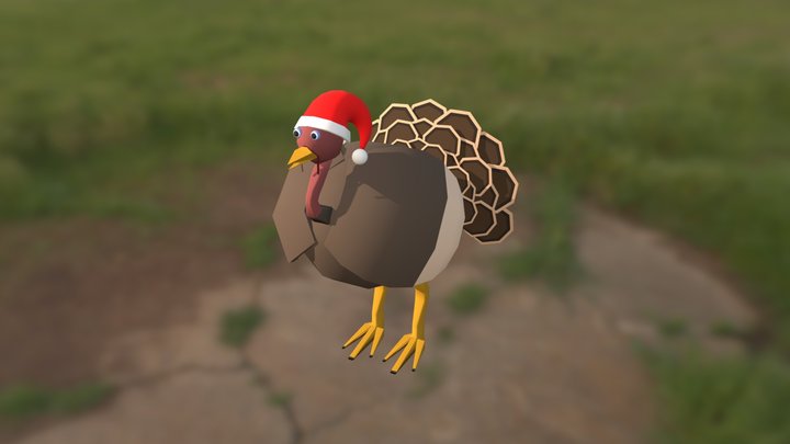 Low Poly Christmas Turkey 3D Model