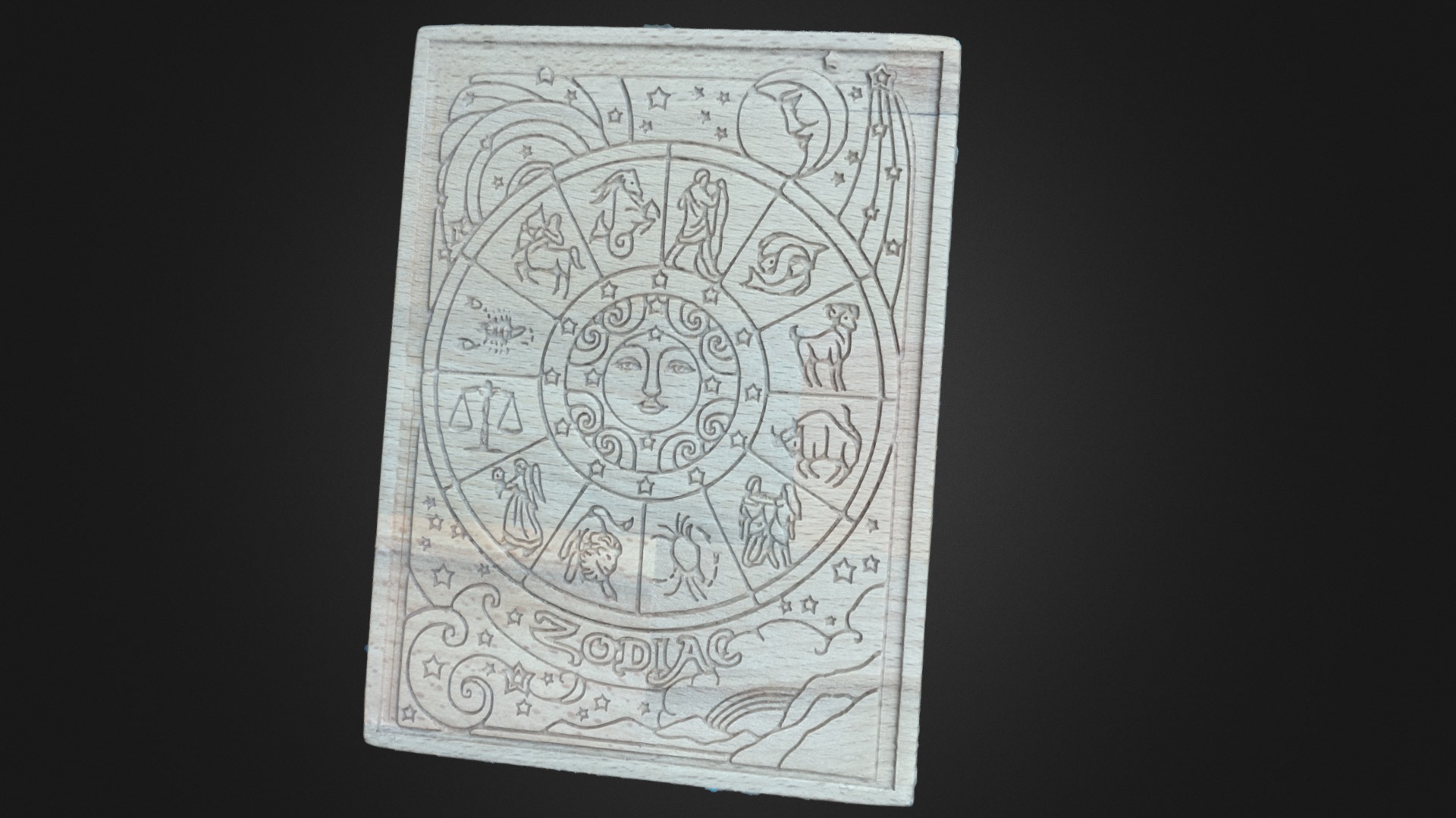 3D model Zodiac signs – wood carving - This is a 3D model of the Zodiac signs - wood carving. The 3D model is about a drawing of a person.