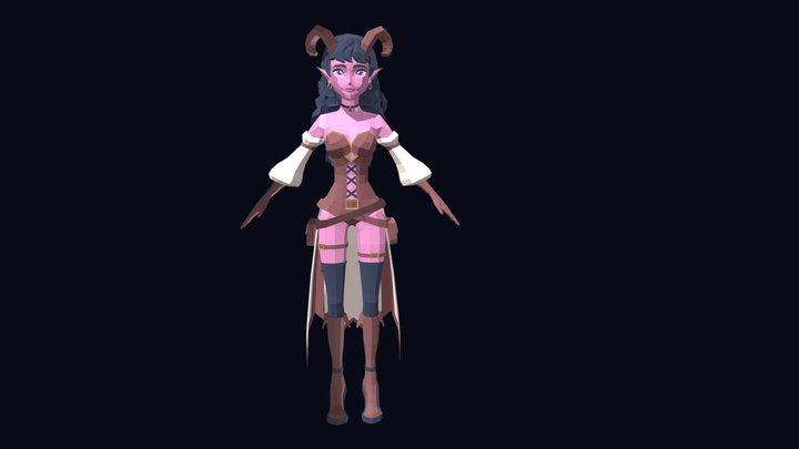 low poly female character 3D Model
