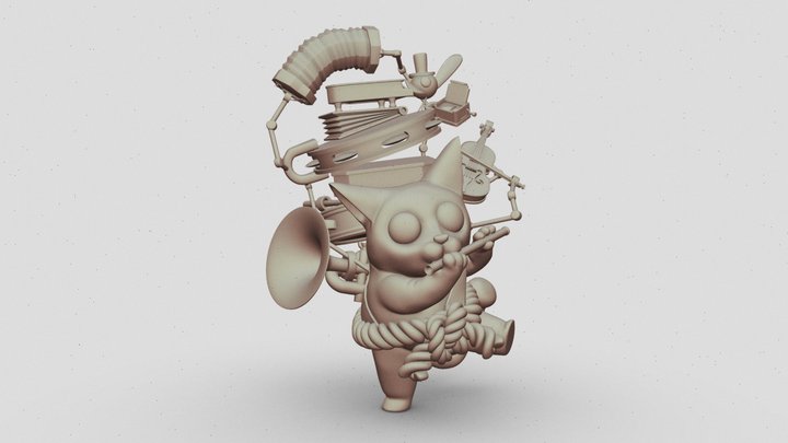 One Band Cat 3D Model
