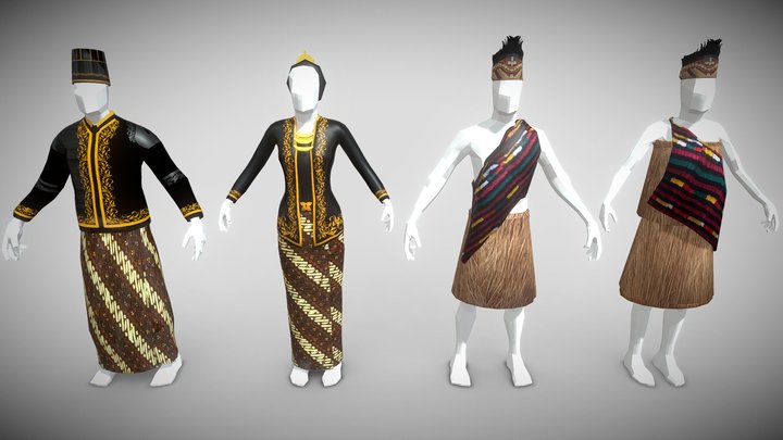 Baju Adat Jawa dan Papua 3D Model