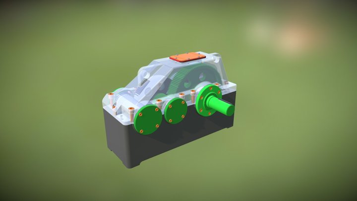 Двухступенчатый цилиндрический редуктор 3D Model