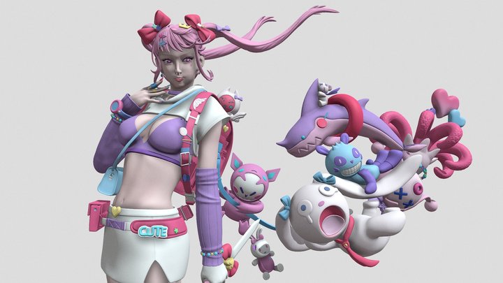 Cute and fashionable girl character model 3D Model