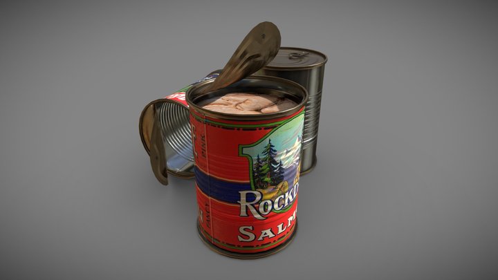 Canned Food on Tin Cans 3D Model