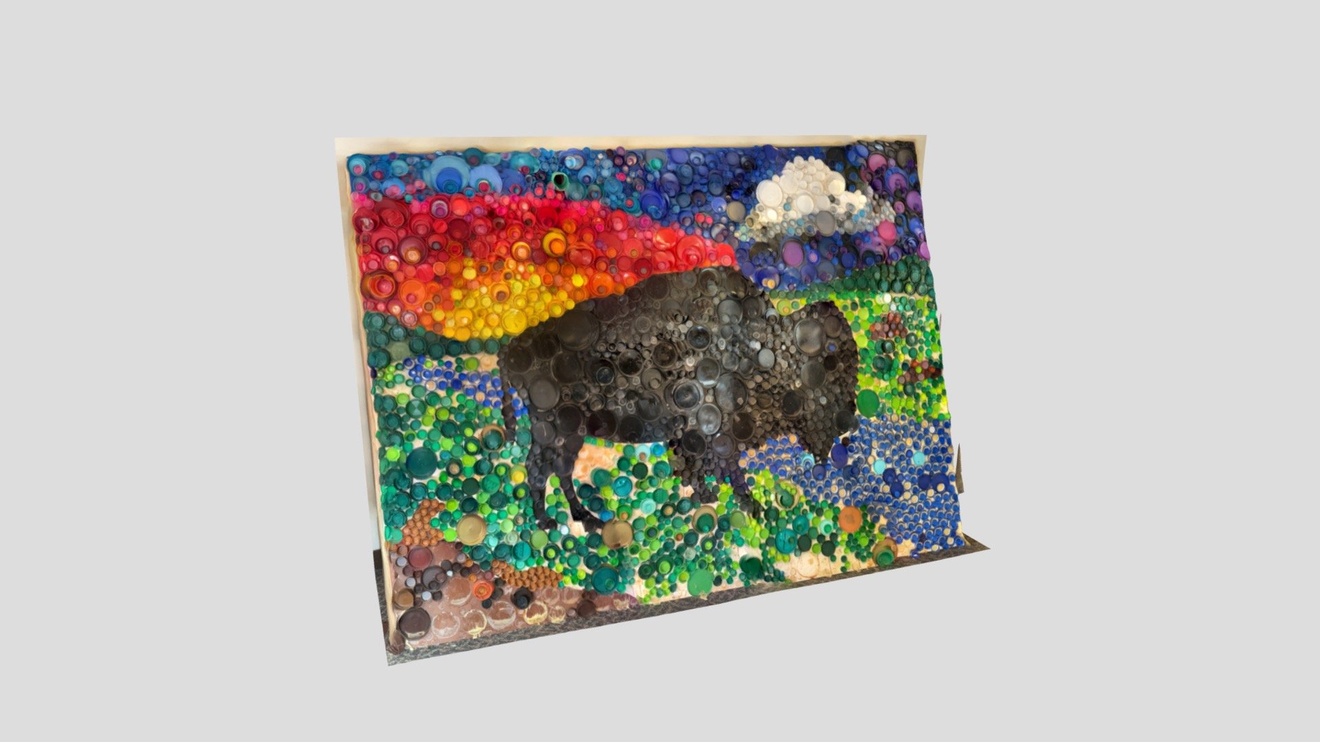 Bottle cap bison mural, Wind Cave NM