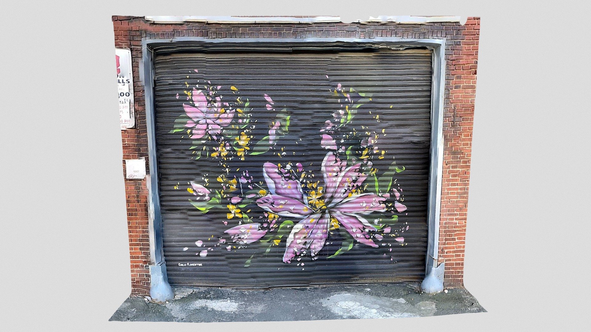 Flower mural on a garage door