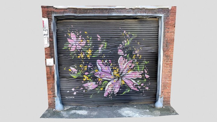 Flower mural on a garage door 3D Model