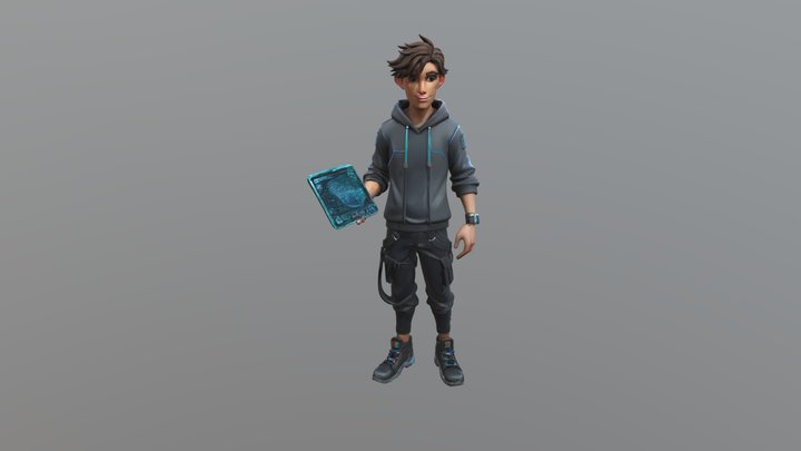 Young person with tech tablet 3D Model