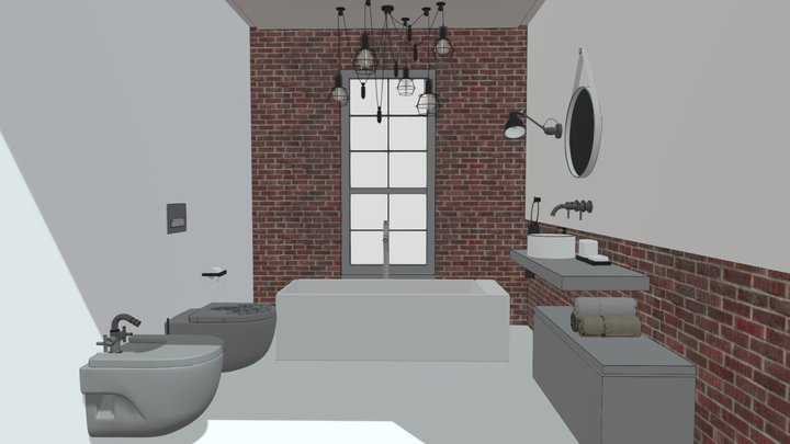 Industrial bathroom model 3D Model